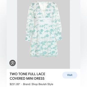 NWT! BEULAH green lace mini dress